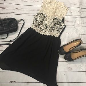 NWOT Filly flair black and cream lace dress